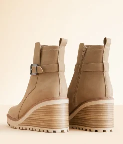 Shoes | Mia Ivelyn Wedge Ankle Boot Stone