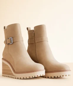 Shoes | Mia Ivelyn Wedge Ankle Boot Stone
