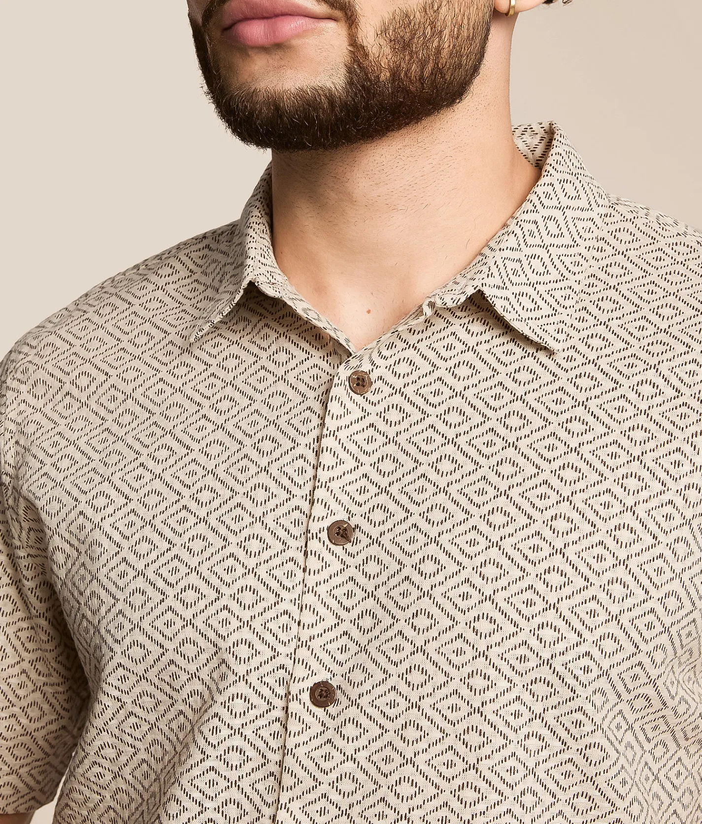Tops | Nova Industries Jacquard Shirt Tan Beige