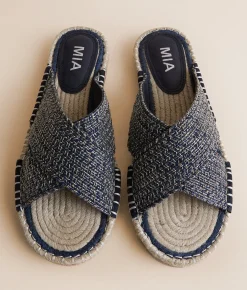 Mia Jakylynn Raffia Sandal Navy Clearance