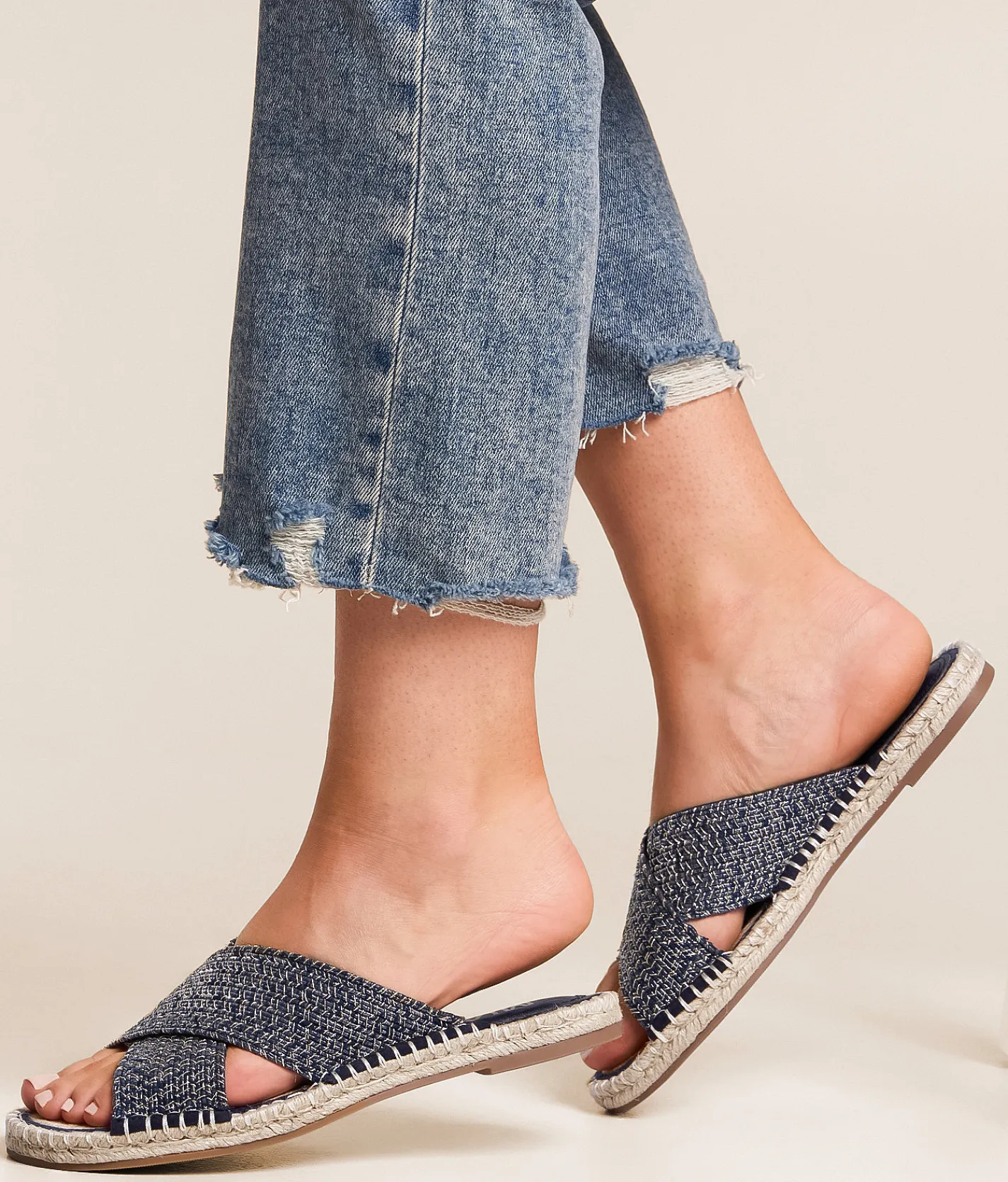 Mia Jakylynn Raffia Sandal Navy Clearance