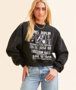 Tops | Life Clothing Janis Joplin Washed Band Pullover Charcoal