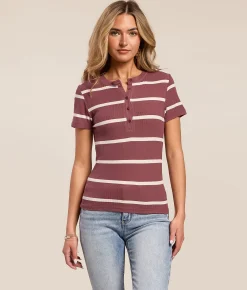 White Crow Jasmine Striped Henley Mulberry Online