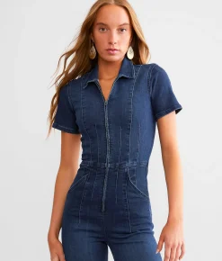 Rompers & Jumpsuits | Free People Jayde Denim Flared Jumpsuit Whimsy