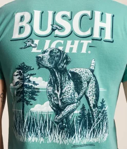 Tops|Graphic T-Shirts | Fieldstone JEDCo Busch Light Field Dog T-Shirt Seafoam