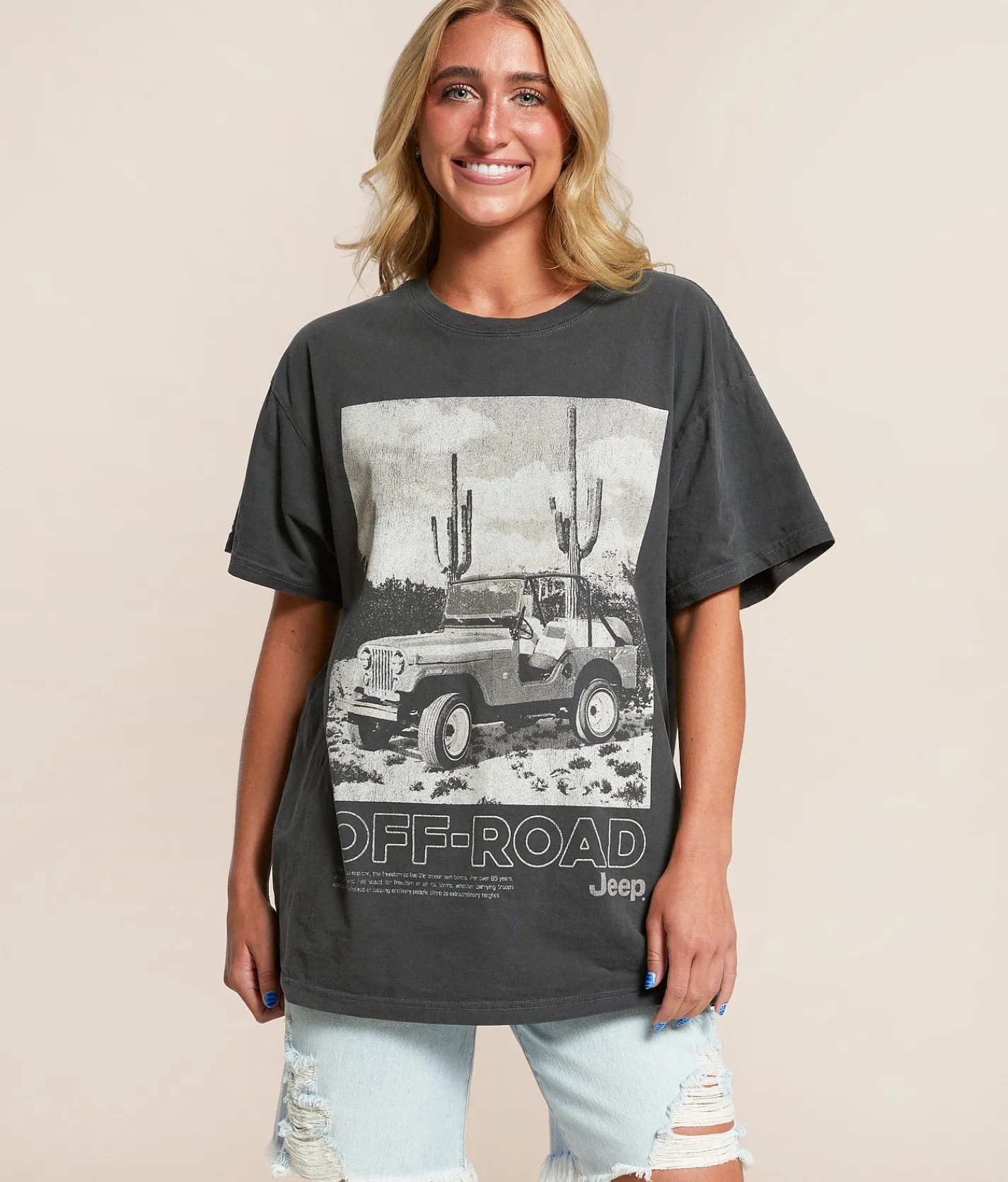 Tops | Goodie Two Sleeves JEEP Off Road Oversized T-Shirt Black