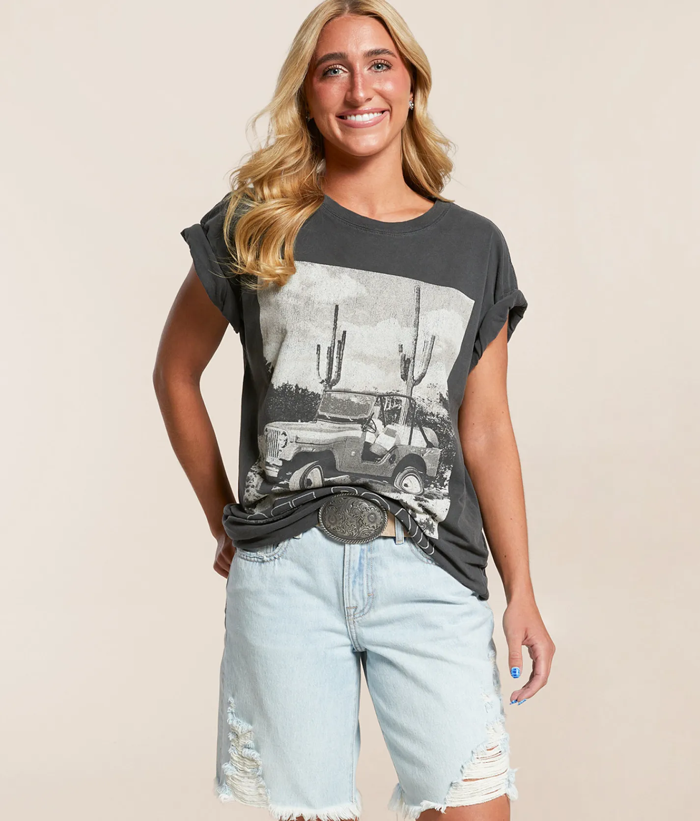Tops | Goodie Two Sleeves JEEP Off Road Oversized T-Shirt Black