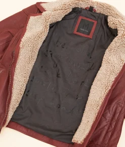 Tops|Coats & Jackets | Mauritius Jenja Sherpa Leather Jacket Red