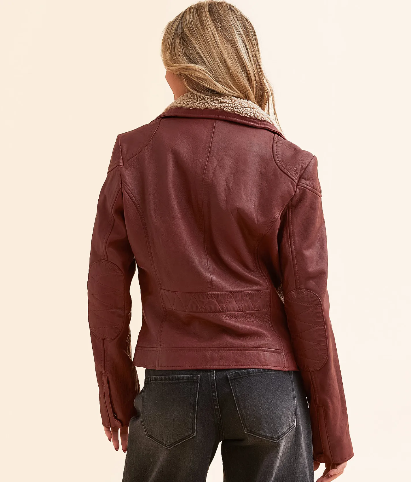 Tops|Coats & Jackets | Mauritius Jenja Sherpa Leather Jacket Red