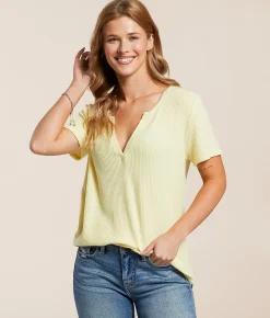 White Crow Jenna Ribbed Top Pina Colada New