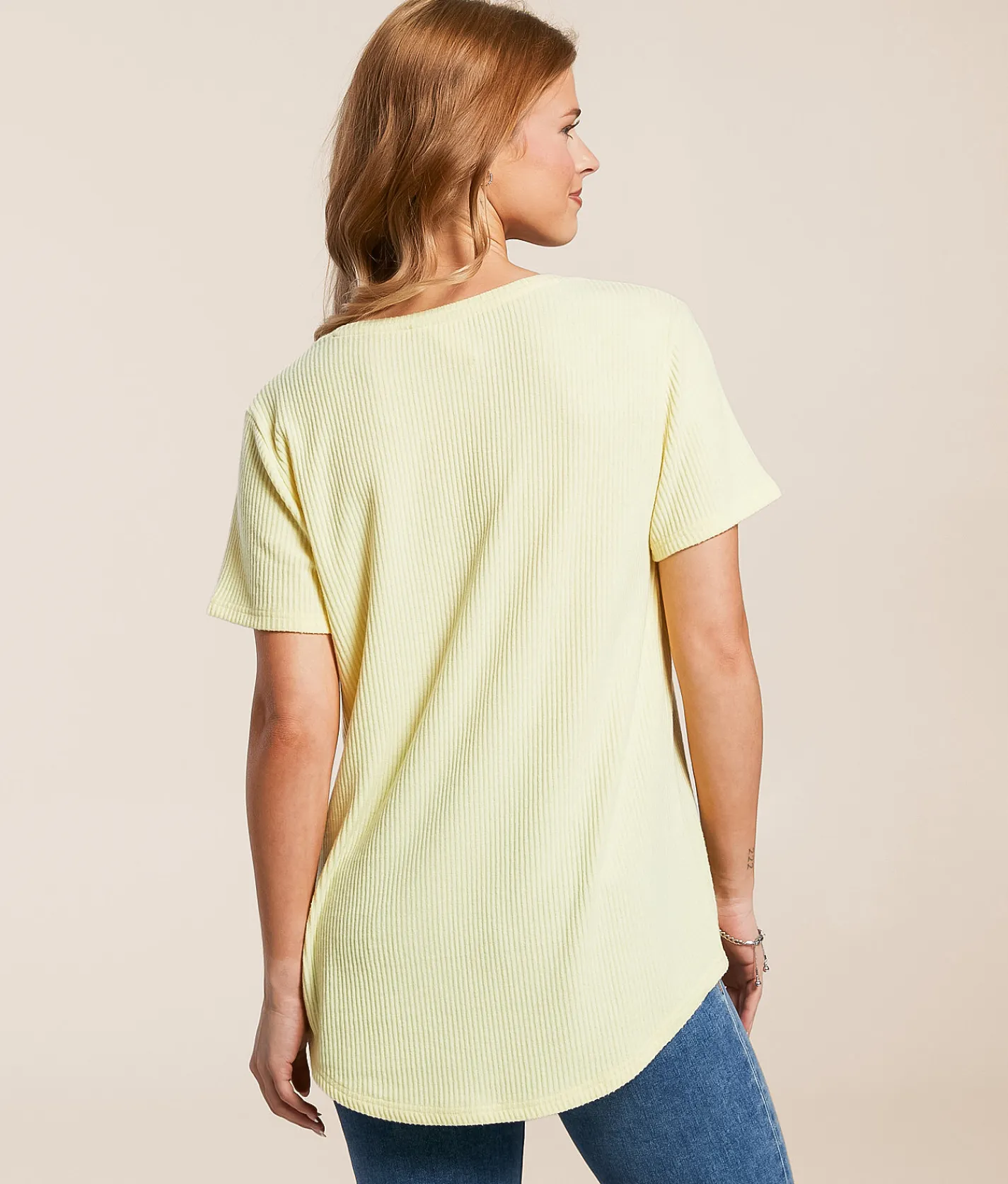 White Crow Jenna Ribbed Top Pina Colada New