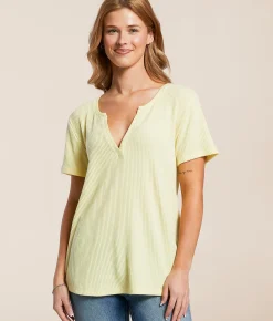 White Crow Jenna Ribbed Top Pina Colada New