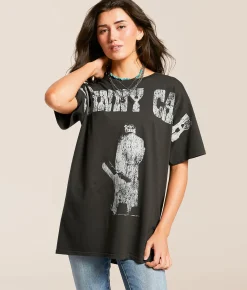 Tops | Merch Traffic Johnny Cash Oversized Band T-Shirt Black