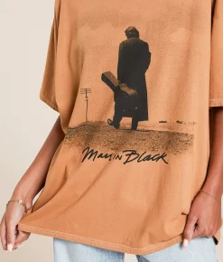 Tops | Merch Traffic Johnny Cash Oversized Band T-Shirt Lion Brown