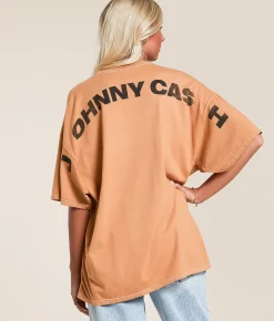 Tops | Merch Traffic Johnny Cash Oversized Band T-Shirt Lion Brown