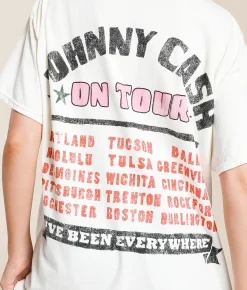 Tops | Merch Traffic Johnny Cash Oversized Band T-Shirt Cream