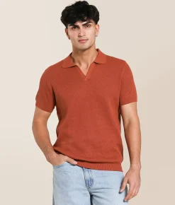 Tops | Method Johnny Collar Sweater Rust
