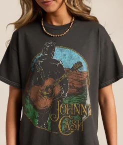 Merch Traffic Johny Cash Band T-Shirt Black Discount
