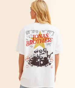 Merch Traffic Jonas Brothers Oversized Band T-Shirt White Discount