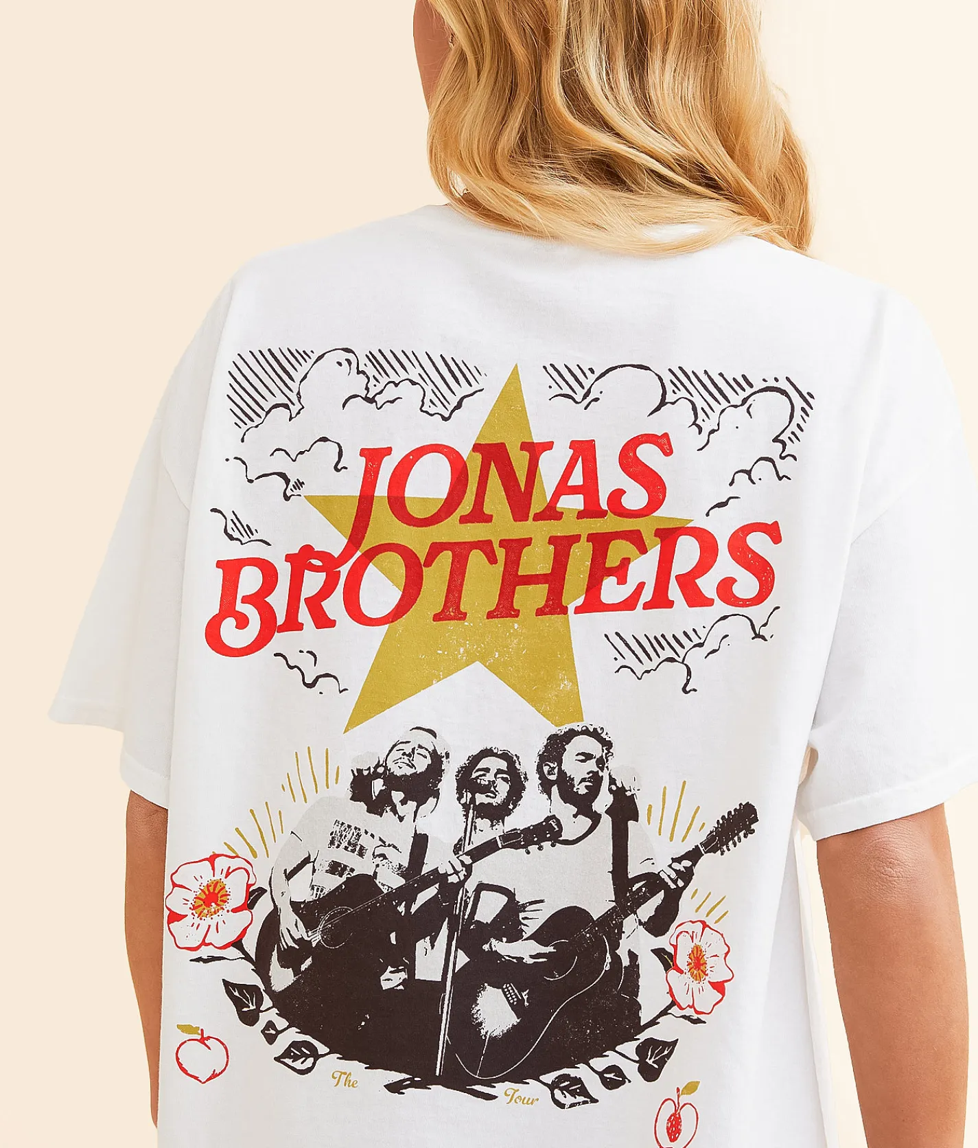 Merch Traffic Jonas Brothers Oversized Band T-Shirt White Discount