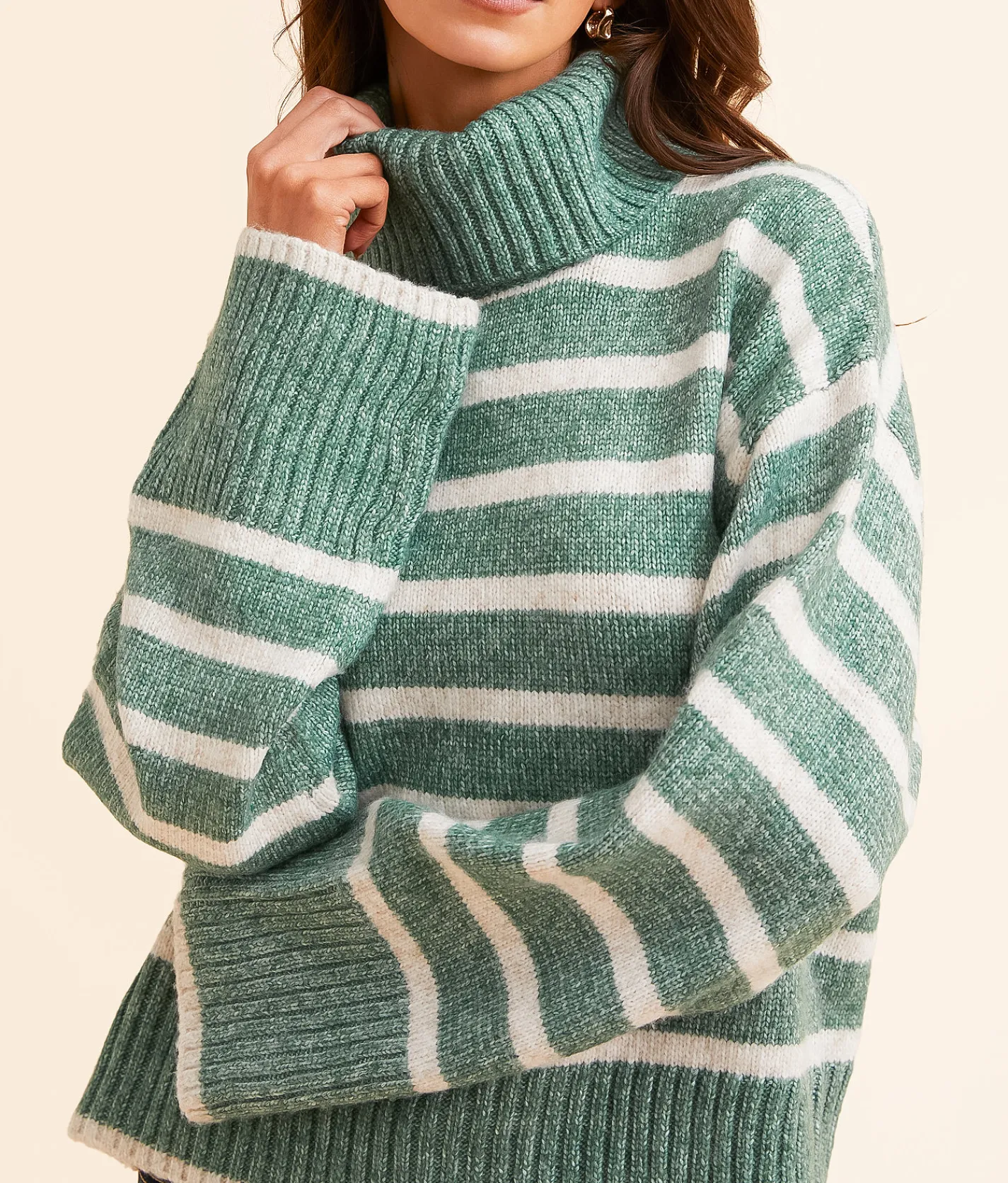 Z Supply Josephine Striped Sweater Palm Green Best