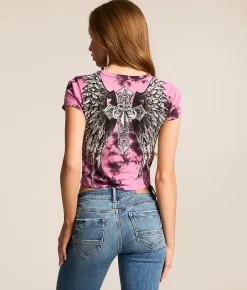 Affliction Jovial Baby T-Shirt Chateau Rose Raisin Cryst Best