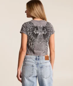 Tops | Affliction Jovial Cropped Baby T-Shirt Shark Reactive