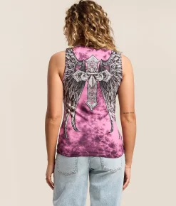 Tops | Affliction Jovial Rhinestone Lace-Up Tank Top Chateau Rose Raisin Cryst