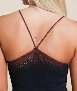 Free People Jules Seamless Cropped Cami Tank Top Black Combo Sale