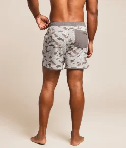 Bottoms|Swimwear | BURLEBO Jumbo Swim Trunks Topo Desert Camo