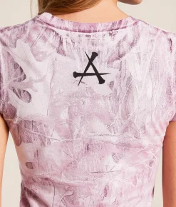 Tops | Affliction Jump Camo Cropped T-Shirt Lt Pink Reactive
