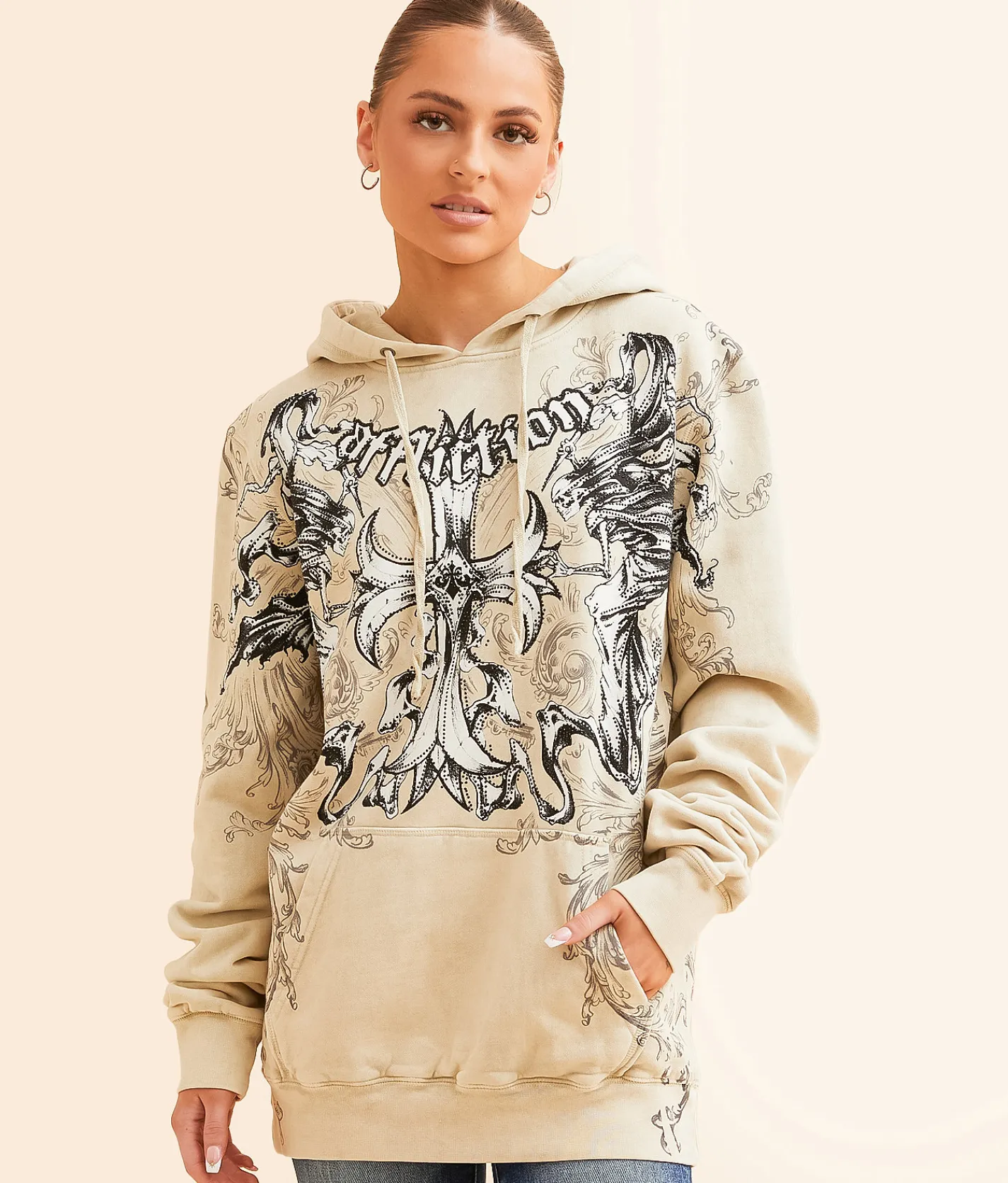 Tops | Affliction Jump Hooded Sweatshirt Sand Lava Wash