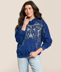 Affliction Jump Hooded Sweatshirt Navy Lava Wash Hot