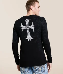 Tops|Graphic T-Shirts | Affliction Jump Thermal Black