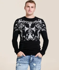 Tops|Graphic T-Shirts | Affliction Jump Thermal Black