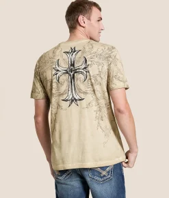 Tops|Graphic T-Shirts | Affliction Jump T-Shirt Sand Oil Stain