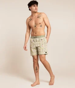 RVCA Kaleb Stretch Swim Trunks Light Olive New