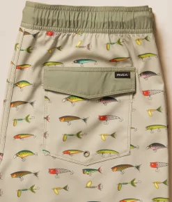 RVCA Kaleb Stretch Swim Trunks Light Olive New