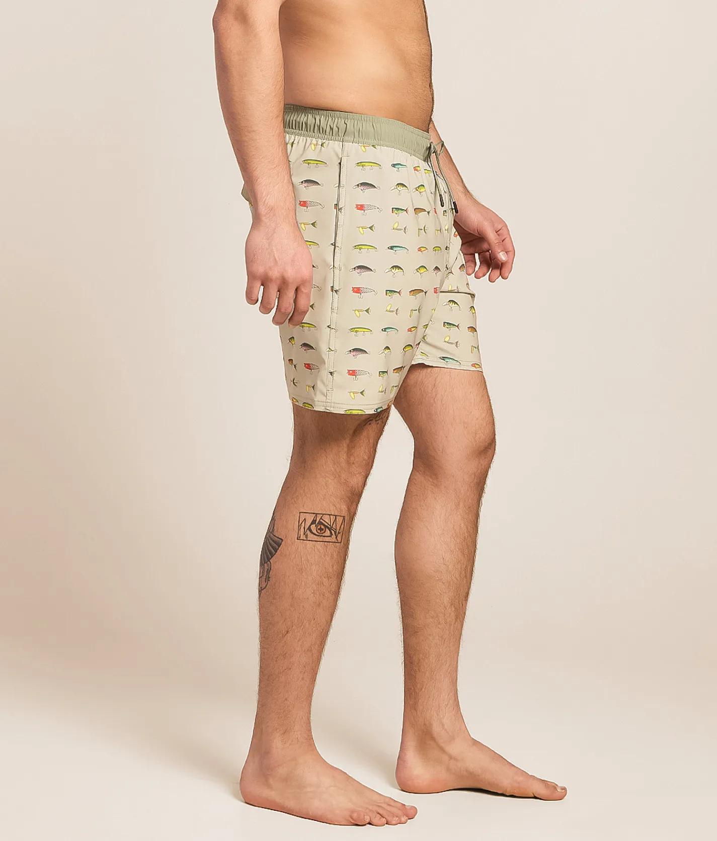 RVCA Kaleb Stretch Swim Trunks Light Olive New