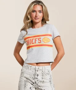 Junkfood Kansas City Chiefs Sideline Baby Cropped T-Shirt Heather Grey Best