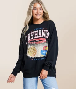 Tops | Gameday SOCIAL® Kansas Jayhawks Oversized Pullover Black