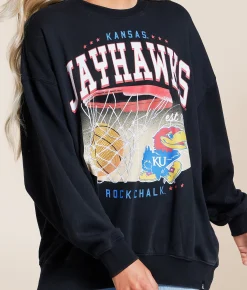 Tops | Gameday SOCIAL® Kansas Jayhawks Oversized Pullover Black