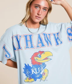 Tops | Gameday SOCIAL® Kansas Jayhawks Oversized T-Shirt Pale Blue