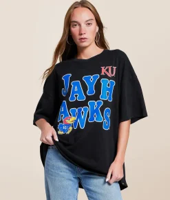 Tops | Gameday SOCIAL® Kansas Jayhawks Oversized T-Shirt Black