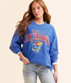 Gameday SOCIAL® Kansas Swoosh Oversized Pullover Washed Royal New