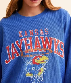 Gameday SOCIAL® Kansas Swoosh Oversized Pullover Washed Royal New
