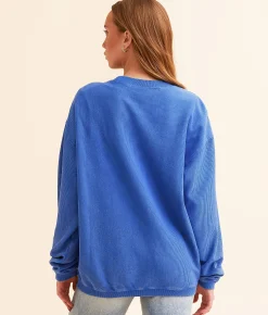 Gameday SOCIAL® Kansas Swoosh Oversized Pullover Washed Royal New