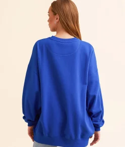 Tops | Gameday SOCIAL® Kansas Varsity Oversized Pullover Washed Royal