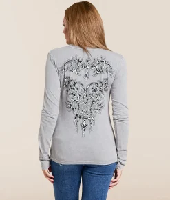 Tops | Affliction Karabeth T-Shirt Silver Grey Lava Wash