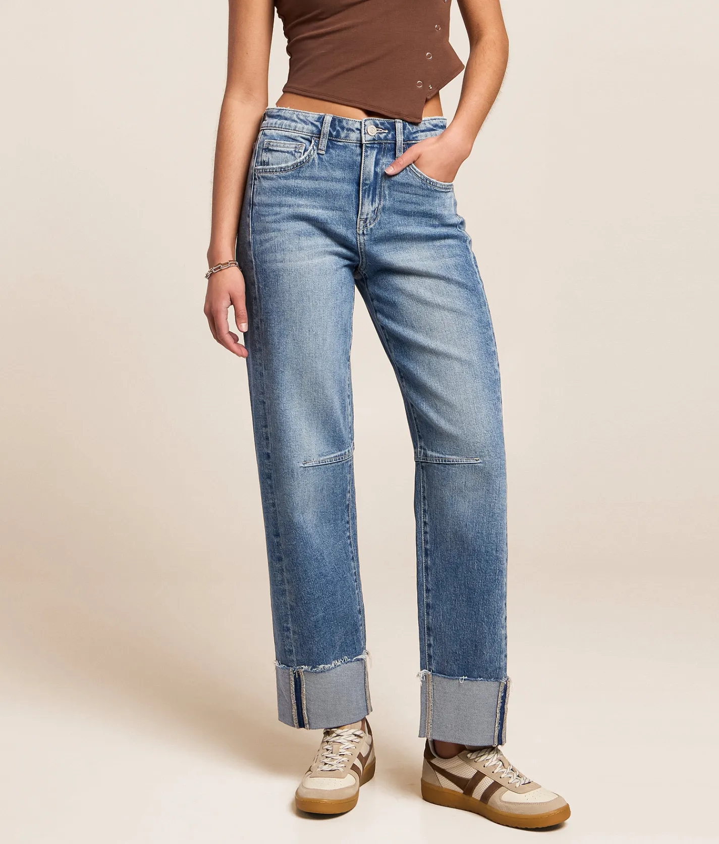 Jeans|Bottoms | VERVET by Flying Monkey Kate Barrel Stretch Cuffed Jean Illustrious